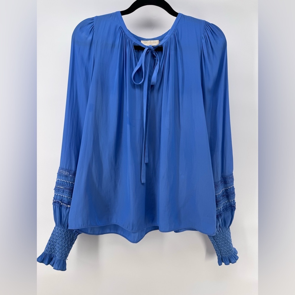 Ramy Brook Paris Peasant Blouse Blue Y2K